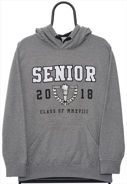 Retro Spellout Senior Grey Hoodie Mens