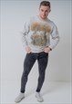 VINTAGE NATURE ANIMALS GRAPHIC SWEATSHIRT IN GREY SMALL