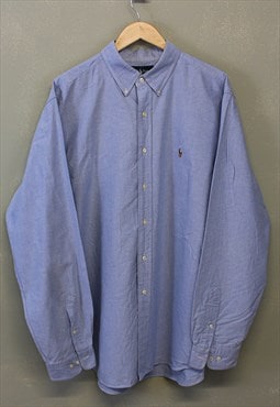 Vintage Ralph Lauren Shirt Blue With Embroidered Logo XXL