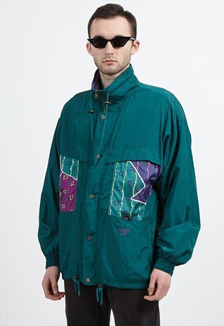 VINTAGE GREEN TRIUMPH WINDBREAKER RAIN JACKET