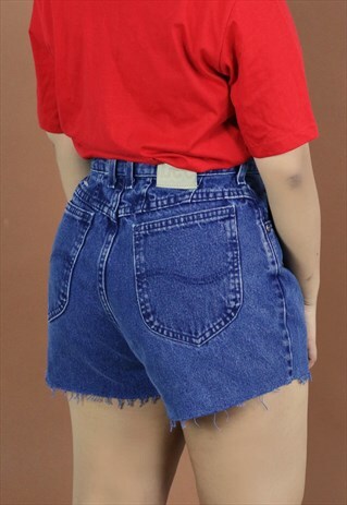 VINTAGE LEE CUT OFF HIGH WAIST DENIM JEAN SHORTS