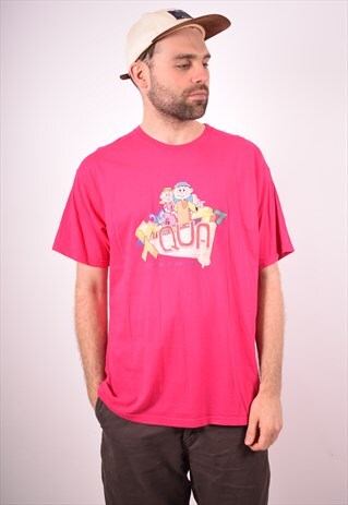 RUSSELL ATHLETIC MENS VINTAGE T-SHIRT TOP XL PINK 90S