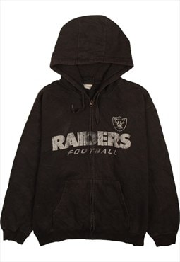 Vintage 90's NFL Hoodie Raiders Football Full Zip Up Black