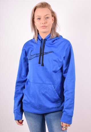 NIKE WOMENS VINTAGE HOODIE JUMPER MEDIUM BLUE 90S