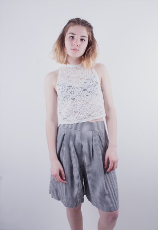VINTAGE GINGHAM LOOSE FITTING HIGH WASIT SHORTS