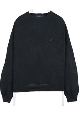 Vintage 90's Nautica Jumper / Sweater Knitted Crewneck Black