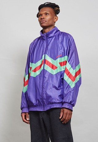 PURPLE AND GREEN CLASSIC ADIDAS SHELL SPORT JACKET