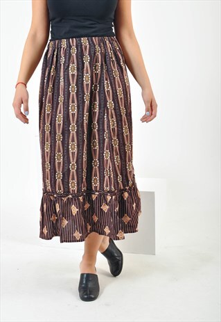 VINTAGE MIDI SKIRT IN ABSTRACT PRINT