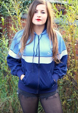 VINTAGE PUMA 80S SPORTS ZIP TOP HOODIE - D3/SMALL FESTIVAL