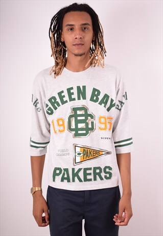 MENS VINTAGE 1995 GREEN BAY PACKERS T-SHIRT TOP LARGE GREY