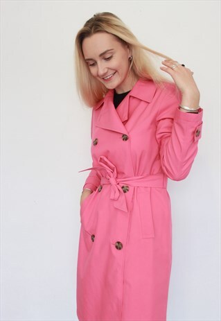 VINTAGE PASTEL BABY PINK TRENCH COAT MAC JACKET