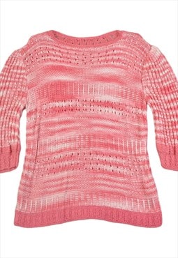 Vintage Knitwear Sweater Retro Pattern Pink Ladies Medium
