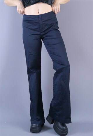 trousers asos marketplace waisted flared navyblack y2k 90s pants leggings