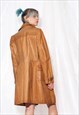 VINTAGE LEATHER JACKET Y2K TRENCH COAT IN BROWN