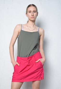 Vintage Y2K 00s retro pink cargo Sexy mini skirt