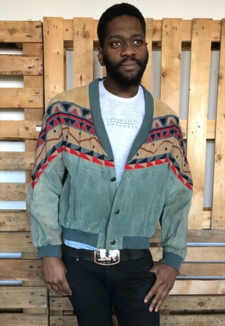 70S VINTAGE GREEN AZTEC JACKET