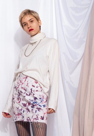 VINTAGE HAND-PAINTED SKIRT 90S REWORKED HIGH-WAISTED SKIRT