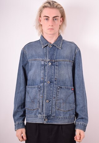 GUESS MENS VINTAGE DENIM JACKET MEDIUM BLUE 90S