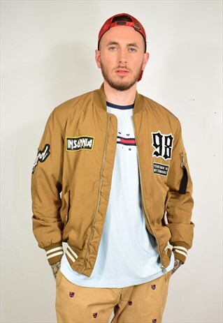 VINTAGE BROWN PATCH BOMBER JACKET