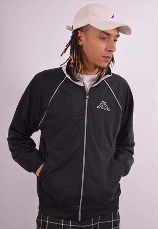 VINTAGE KAPPA TRACKSUIT TOP JACKET BLACK
