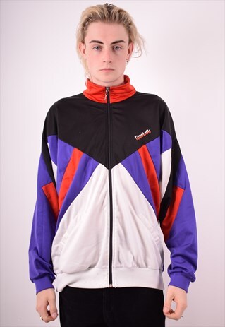REEBOK MENS VINTAGE TRACKSUIT TOP JACKET XL MULTI 90S