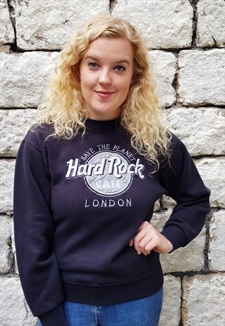 VINTAGE HARD ROCK CAFE LONDON SPELLOUT SWEATSHIRT BLACK