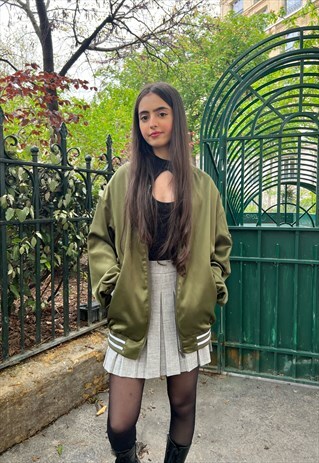 KZELL SATIN BOMBERS WITH DETAILS IN KAKI