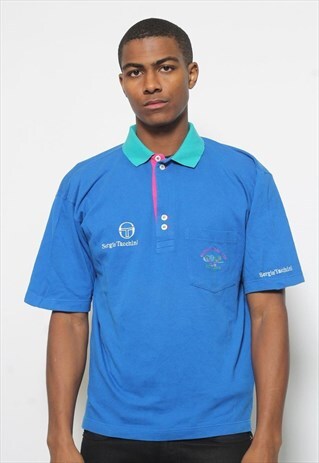 VINTAGE SERGIO TACCHINI LOGO POLO SHIRT BLUE