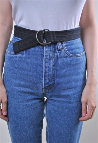 VINTAGE BLACK MINIMALIST WOMEN WORKER BELT