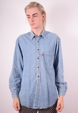 LEVI'S MENS VINTAGE DENIM SHIRT MEDIUM BLUE 90S