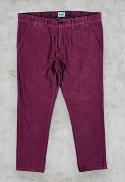 Barbour Corduroy Trousers Red Wine Regular Fit Mens W40 L32