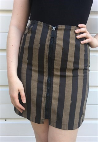 WOMENS VINTAGE 80S 90S FENDI SKIRT ZUCCA STRIPY HIGH WAISTED