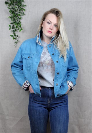 BLUE FLORAL DENIM JACKET