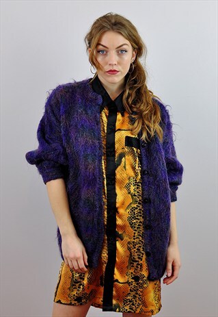VINTAGE '80S PURPLE MOHAIR CARDIGAN