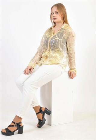 VINTAGE LONG SLEEVE BLOUSE IN ABSTRACT PRINT