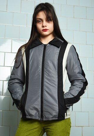 VINTAGE 70S MOD MULTICOLOR THIN SKI PUFFER JACKET COAT