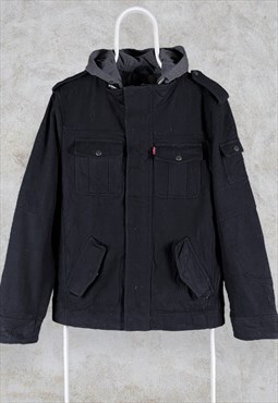 Black Levi's Hooded Jacket Wool Utility Chore Mens Small