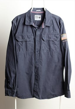 Hero Seven Vintage Long Sleeve Denim Shirt Navy Size XL