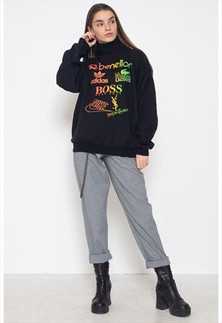 VINTAGE BLACK CREW NECK PULLOVER SWEATSHIRT