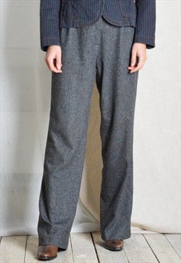 Vintage 90s Gray Wool Silk Blend Preppy Formal Womens Pants