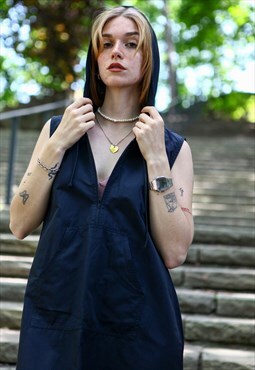 Vintage Y2K Sports Tech Maxi Dress in Black Medium 
