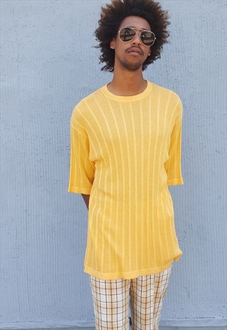 90S ITALIAN MINIMALIST LUXURY TEXTURED SHORT SLEEVE SWEATER