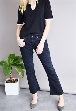 90'S RETRO REGULAR WAIST DARK DENIM CLASSY MOM'S JEANS