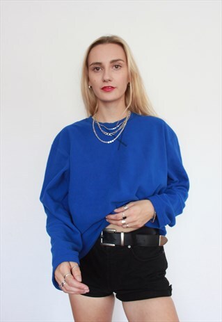 VINTAGE 90S RALPH LAUREN ROYAL BLUE FLEECE SWEATSHIRT