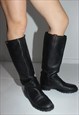 00S BLACK REAL LEATHER KNEE HIGH BOOTS BY GUCCI