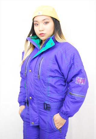 CRAZY PRINT PUFFER SKI SUIT/JUMPSUIT (1990'S)