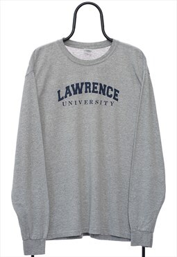 Vintage Lawrence Spellout Grey Long Sleeved TShirt Womens