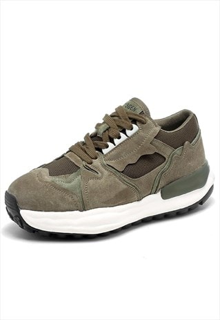 CHUNKY SOLE SNEAKERS HIGH PLATFORM SKATER SHOES IN GREEN