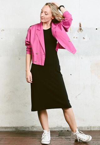 VINTAGE 80S PINK CROP BLAZER JACKET