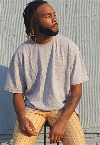90S MINIMALIST TEXTURED GREY SHORT SLEEVE TEE XL